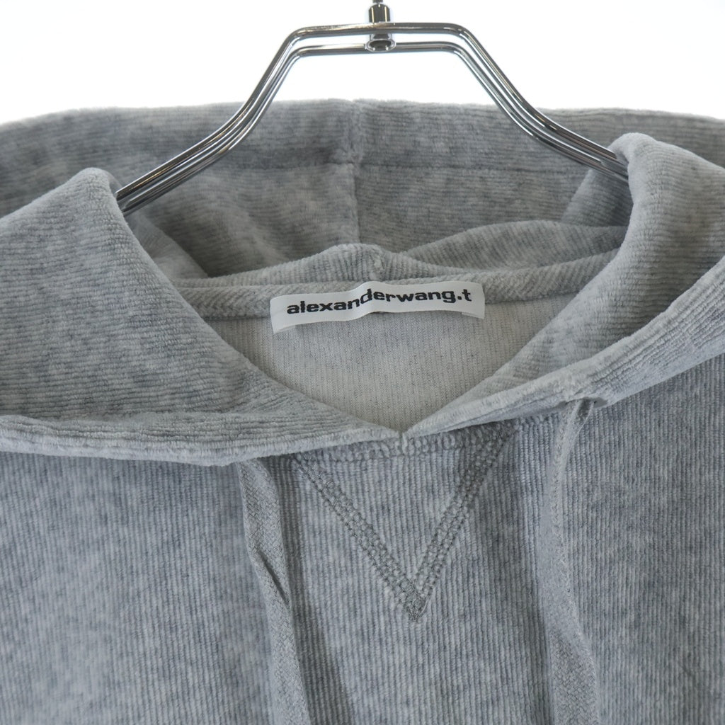 ALEXANDER WANG(アレキサンダーワン) Cropped Corduroy Hoodie クロップド コーデュロイプルオーバーパーカー フーディー グレー レディース
