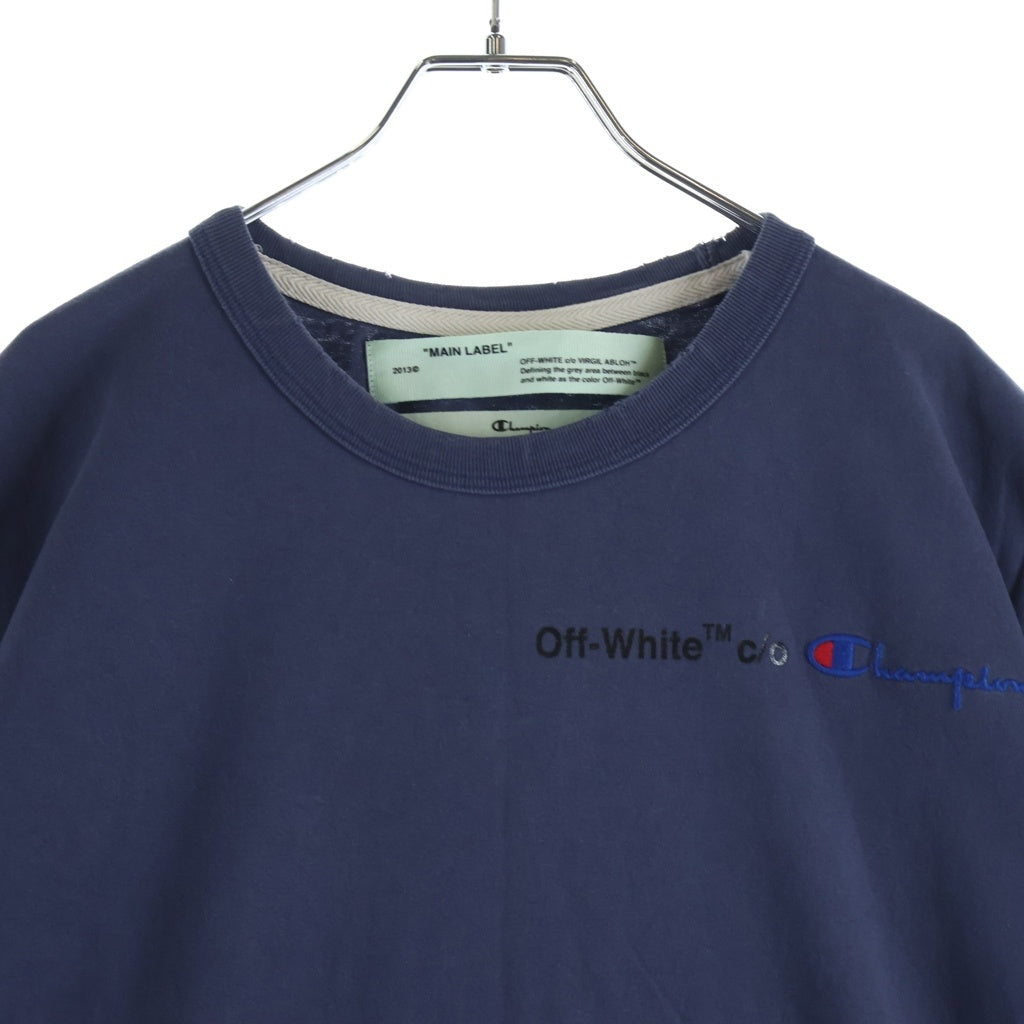 OFF-WHITE(オフホワイト) 18SS ×Champion T-Shirt チャンピオン ロゴ刺繍半袖Tシャツ ネイビー OMAA029S18874050