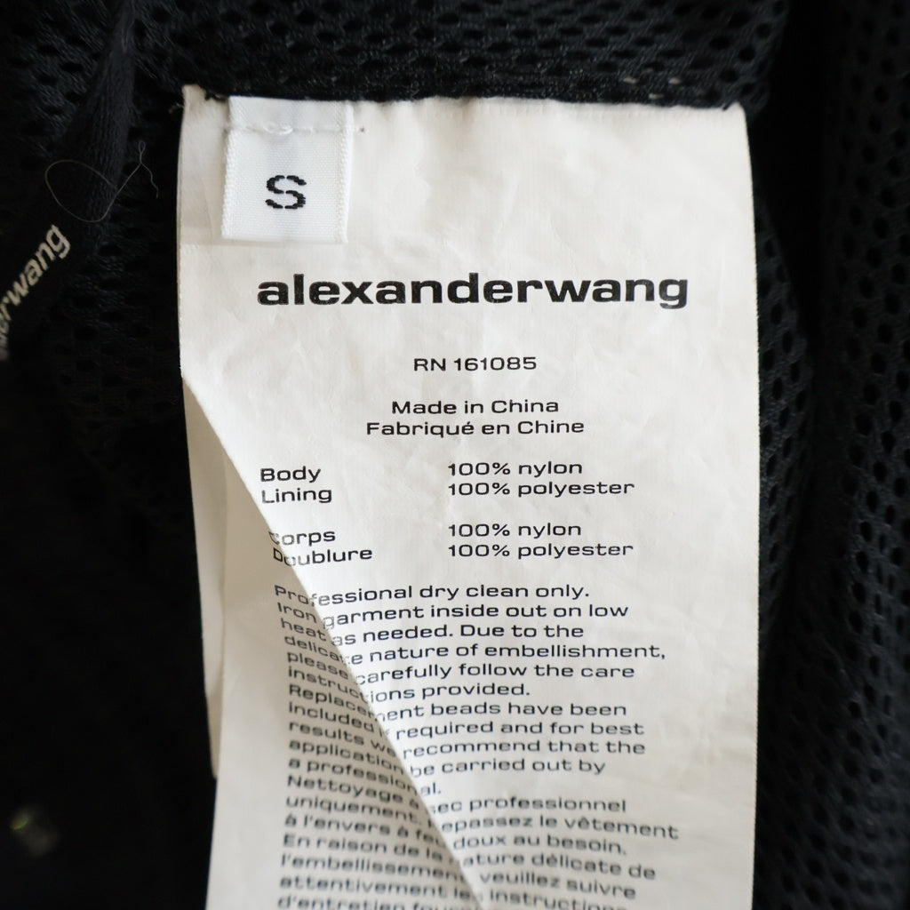ALEXANDER WANG(アレキサンダーワン) Crystal Jogger Pants ラインストーン装飾 ナイロンパンツ ブラック 1WC2234580