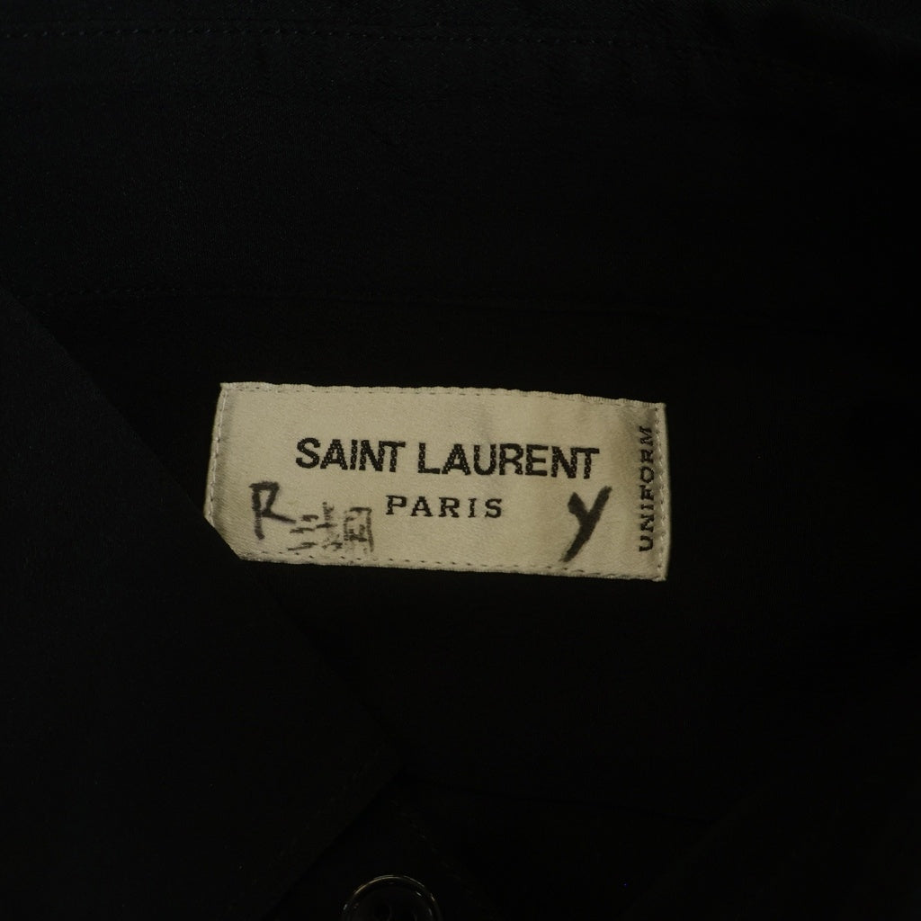 SAINT LAURENT PARIS(サンローランパリ) Uniform Shirt シルク長袖シャツ ブラック レディース 636994 Y100W