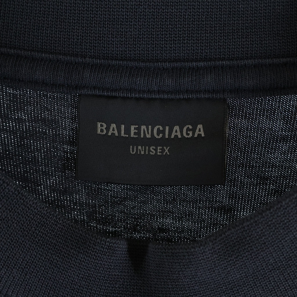 BALENCIAGA(バレンシアガ) BBロゴ デストロイ加工 半袖Tシャツ カットソー 739028 TOVN8 ブラック