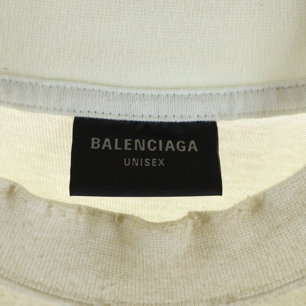 BALENCIAGA(バレンシアガ) 23SS SKATER OVERSIZED 739028 TOVN2 スケーター クラッシュダスト加工 ワッペン 半袖Tシャツ カットソー ホワイト
