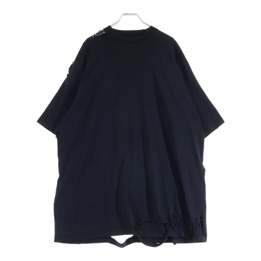 BALENCIAGA(バレンシアガ) 22SS OVERSIZED REPAIRED 704056 TMVA5 オーバーサイズ リペア 半袖Tシャツカットソー ブラック