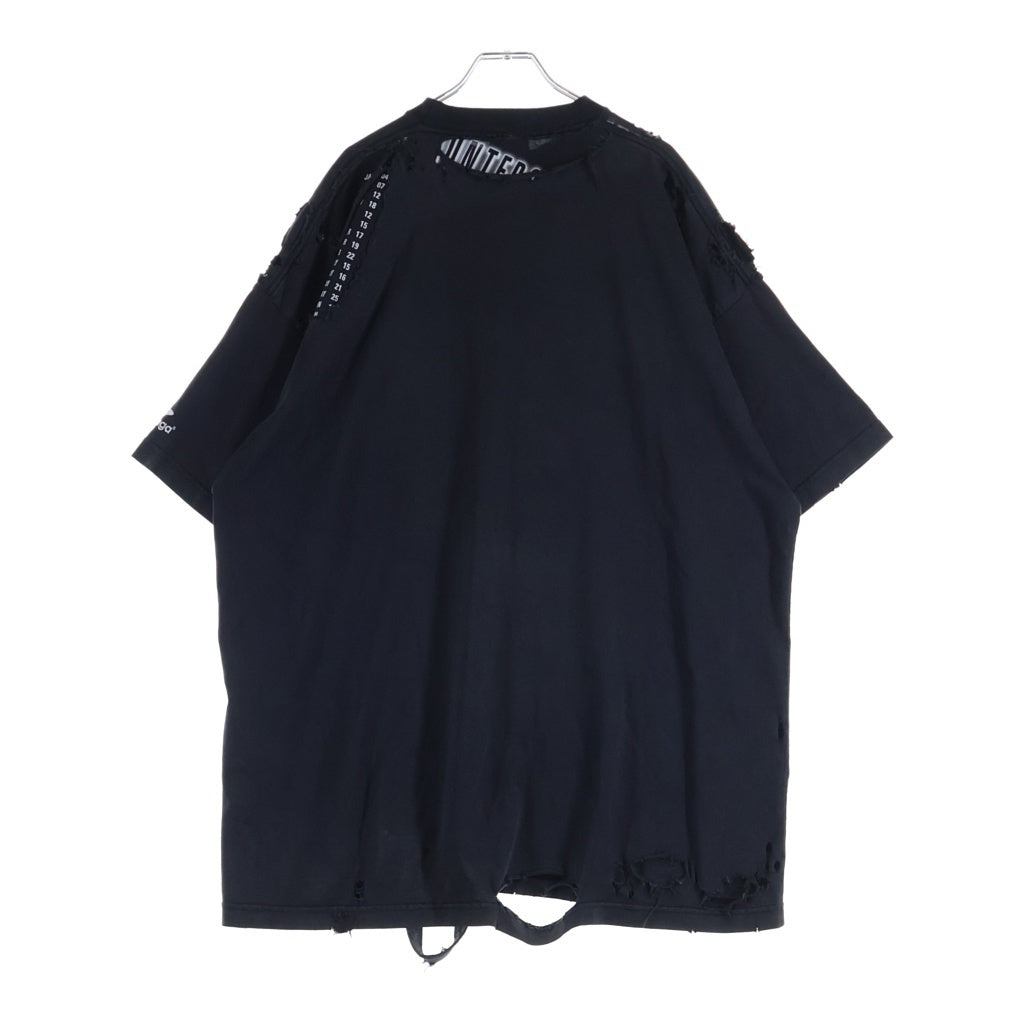 BALENCIAGA(バレンシアガ) 22SS OVERSIZED REPAIRED 704056 TMVA5 オーバーサイズ リペア 半袖Tシャツカットソー ブラック