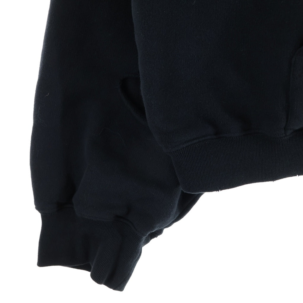 BALENCIAGA(バレンシアガ) 21SS デストロイ加工 ロゴミディアム フリースプルオーバーパーカー 659403 TKVB6 ブラック
