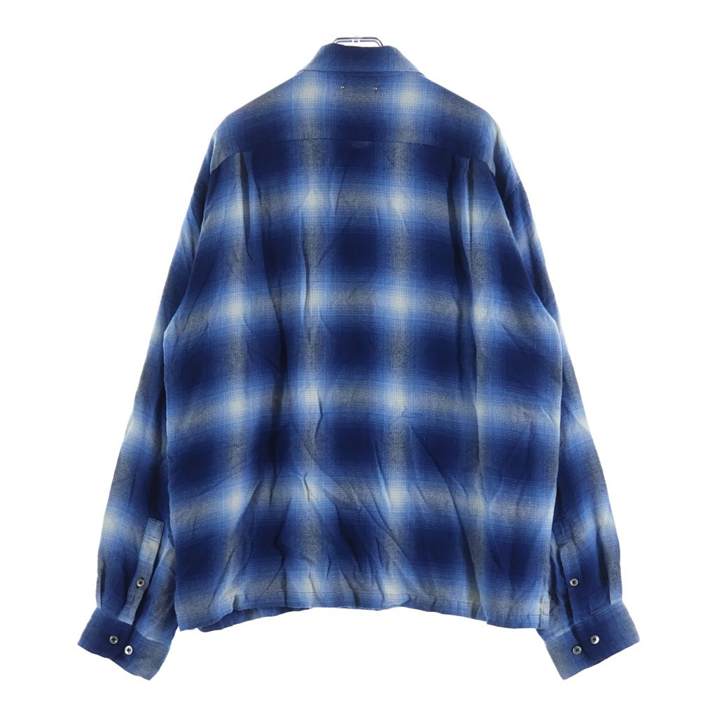 MINEDENIM(マインデニム) R.FLANNEL OMBRE OPEN COLLAR SH ランネル オンブレーチェックシャツ ブルー 2604-5002-37-012