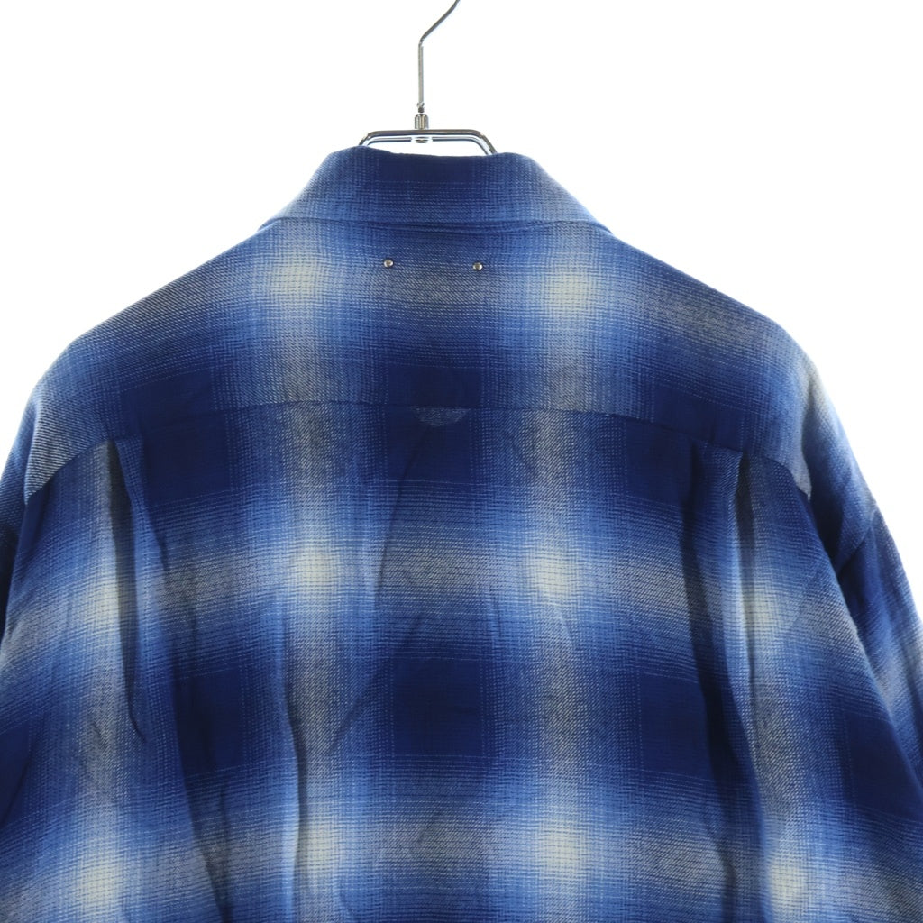 MINEDENIM(マインデニム) R.FLANNEL OMBRE OPEN COLLAR SH ランネル オンブレーチェックシャツ ブルー 2604-5002-37-012