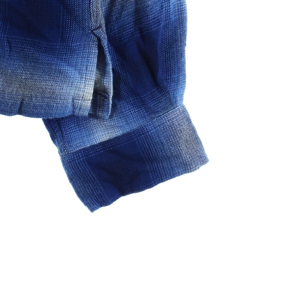 MINEDENIM(マインデニム) R.FLANNEL OMBRE OPEN COLLAR SH ランネル オンブレーチェックシャツ ブルー 2604-5002-37-012