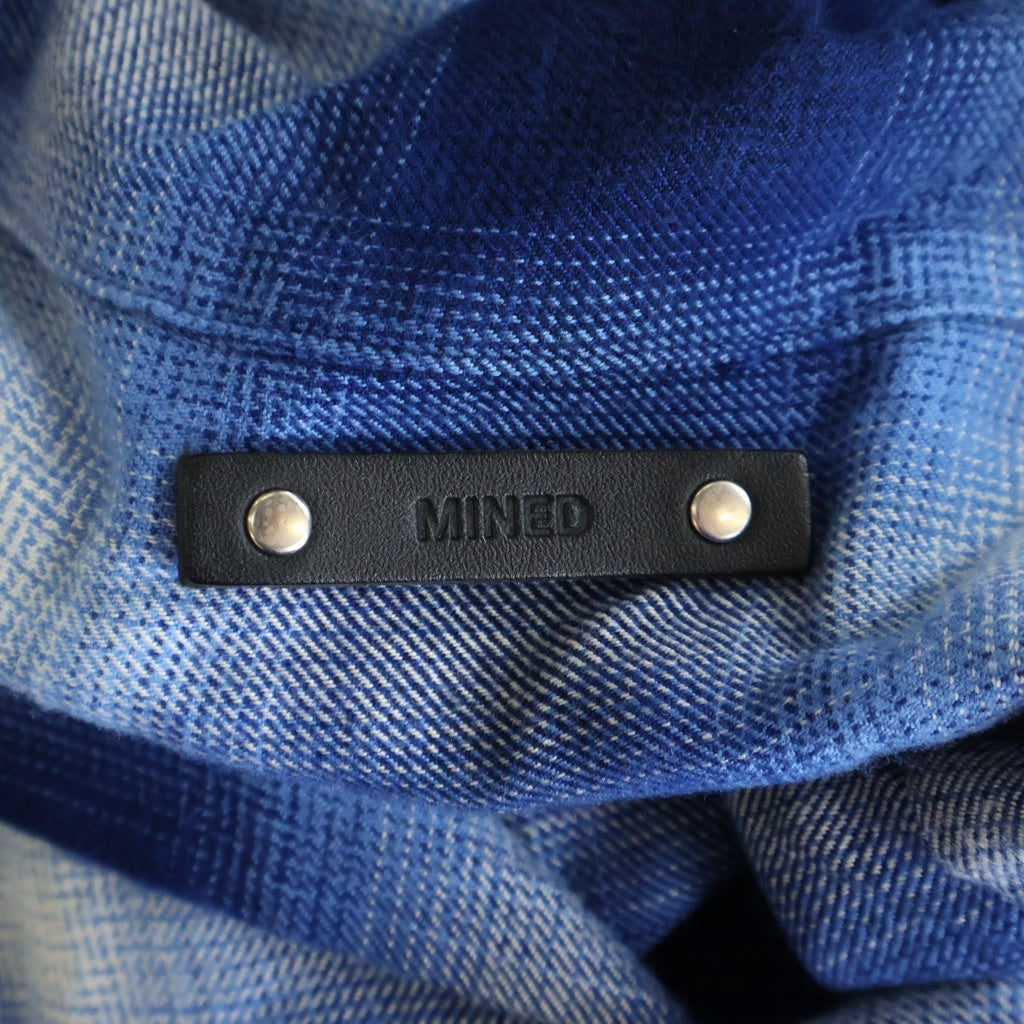 MINEDENIM(マインデニム) R.FLANNEL OMBRE OPEN COLLAR SH ランネル オンブレーチェックシャツ ブルー 2604-5002-37-012