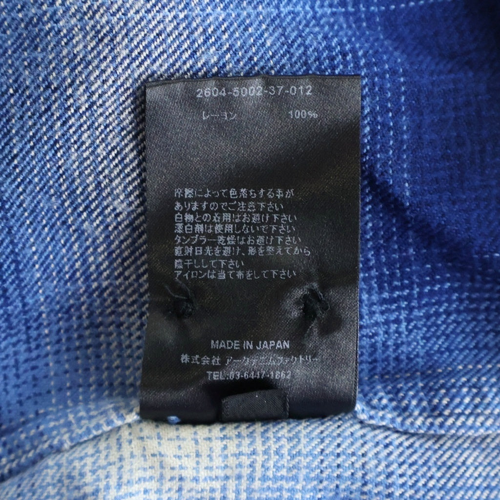 MINEDENIM(マインデニム) R.FLANNEL OMBRE OPEN COLLAR SH ランネル オンブレーチェックシャツ ブルー 2604-5002-37-012