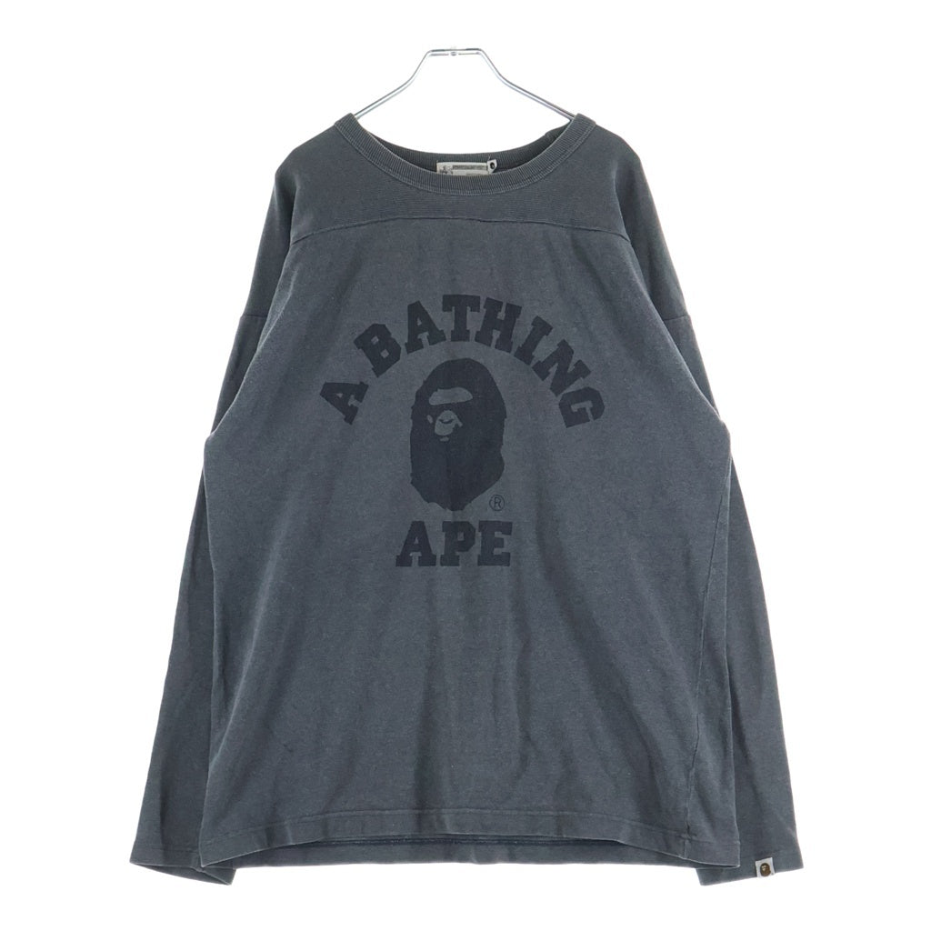 A BATHING APE(アベイシングエイプ) ロゴプリント クルーネック スウェットトレーナー グレー
