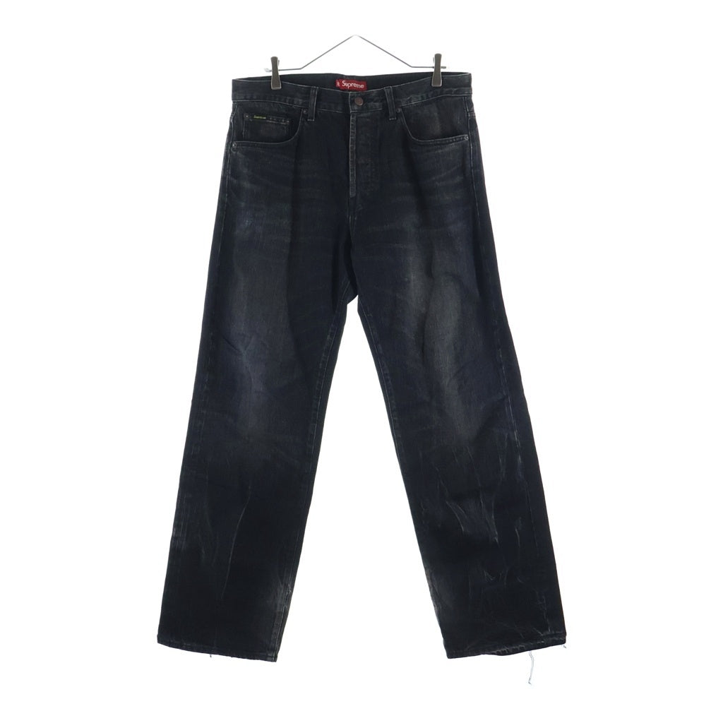 SUPREME(シュプリーム) DISTRESSED LOOSE FIT SELVEDGE JEAN ディストレスト ルーズ フィット セルビッジ デニムパンツ ブラック