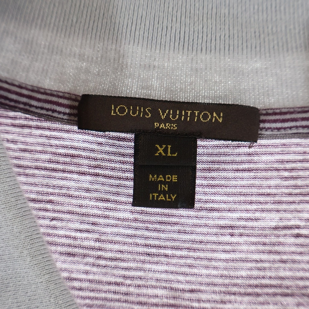 LOUIS VUITTON(ルイヴィトン) ボーダーパターン ロゴ刺繍 半袖 ポロシャツ カットソー レッド RW061M