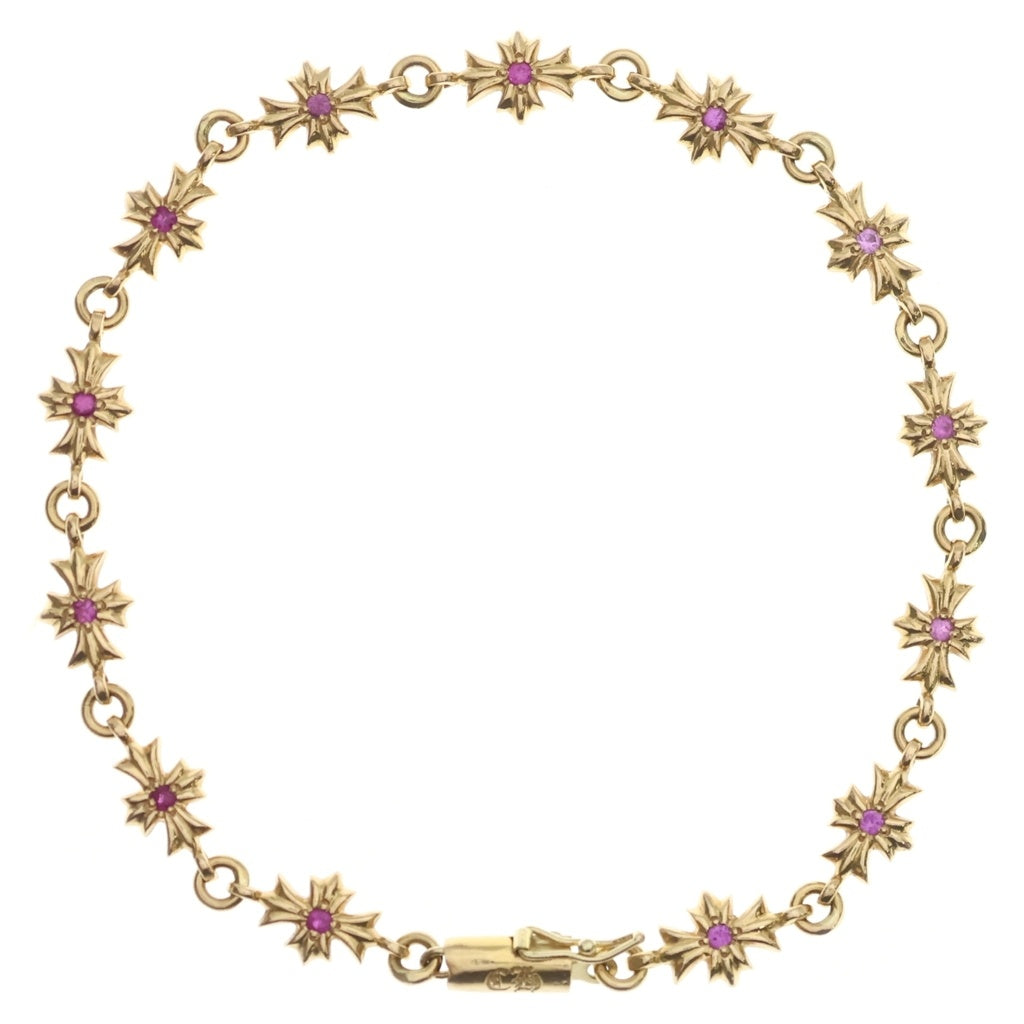 CHROME HEARTS(クロムハーツ) 22K TNY E CH PLS P PINK SAPPHIRE タイニーECHプラス PAVEピンクサファイア ブレスレット ゴールド