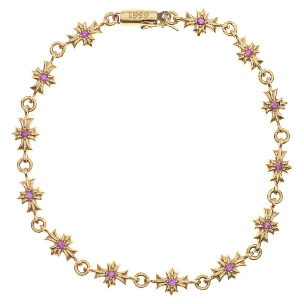 CHROME HEARTS(クロムハーツ) 22K TNY E CH PLS P PINK SAPPHIRE タイニーECHプラス PAVEピンクサファイア ブレスレット ゴールド