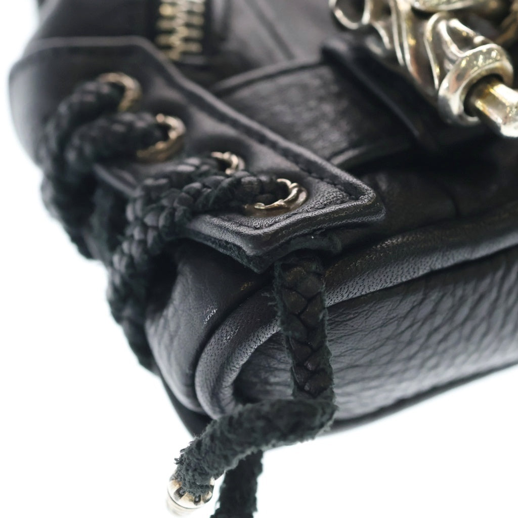 CHROME HEARTS(クロムハーツ) JJ DEAN MINI JJディーン ダガージップ クロスボール レザーハンドバッグ ブラック レディース