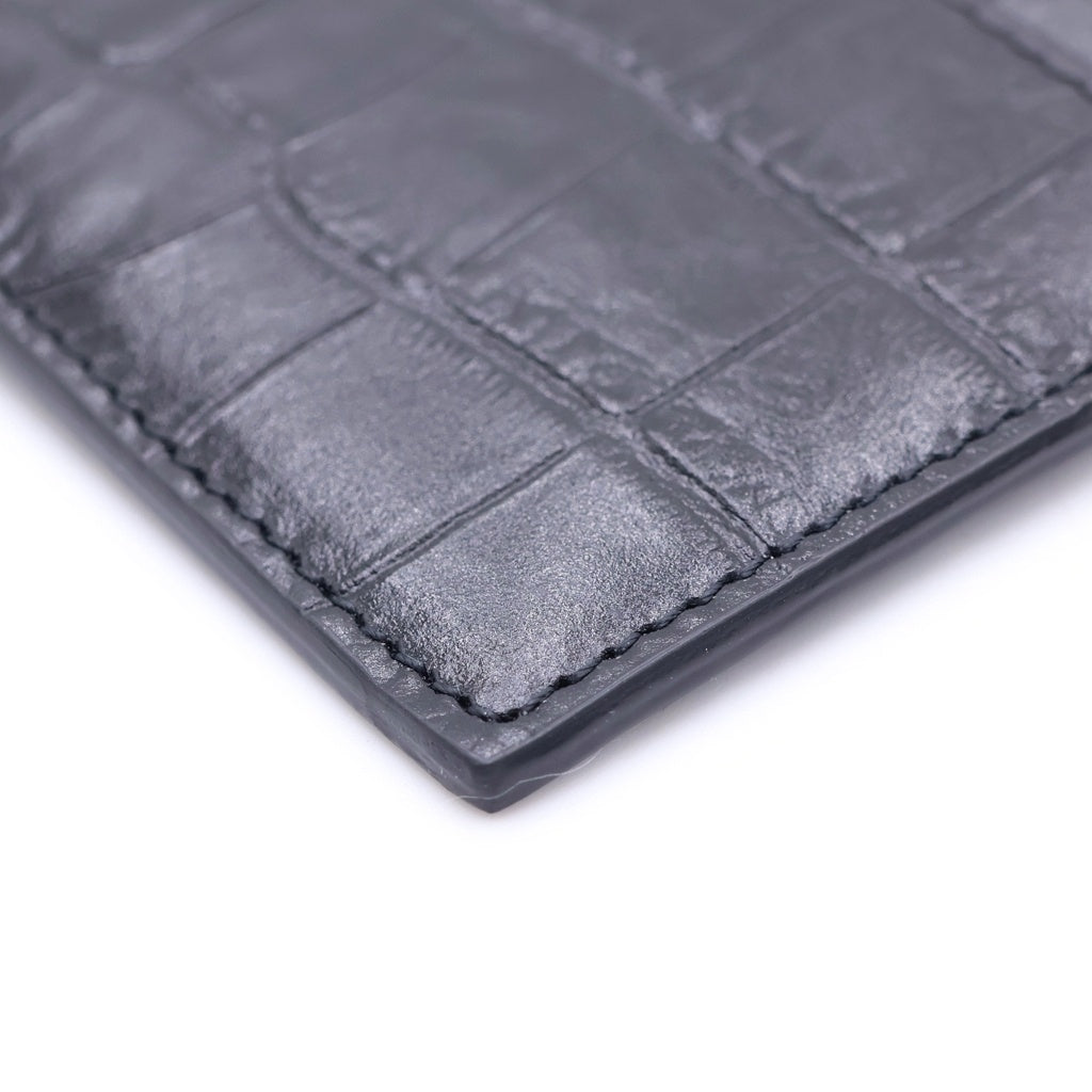 CELINE(セリーヌ) ZIPPED CARD HOLDER 10F993CUV.38SI ジップ付きカードホルダー クロコダイル型押し カードケース 財布 ブラック レディース