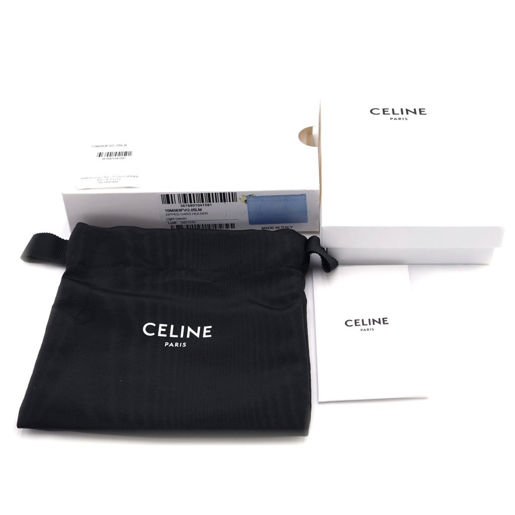 CELINE(セリーヌ) ZIPPED CARD HOLDER トリオンフ ジップ付きカードケース カードホルダー 財布 ブルー 10M083FVO.05LM レディース