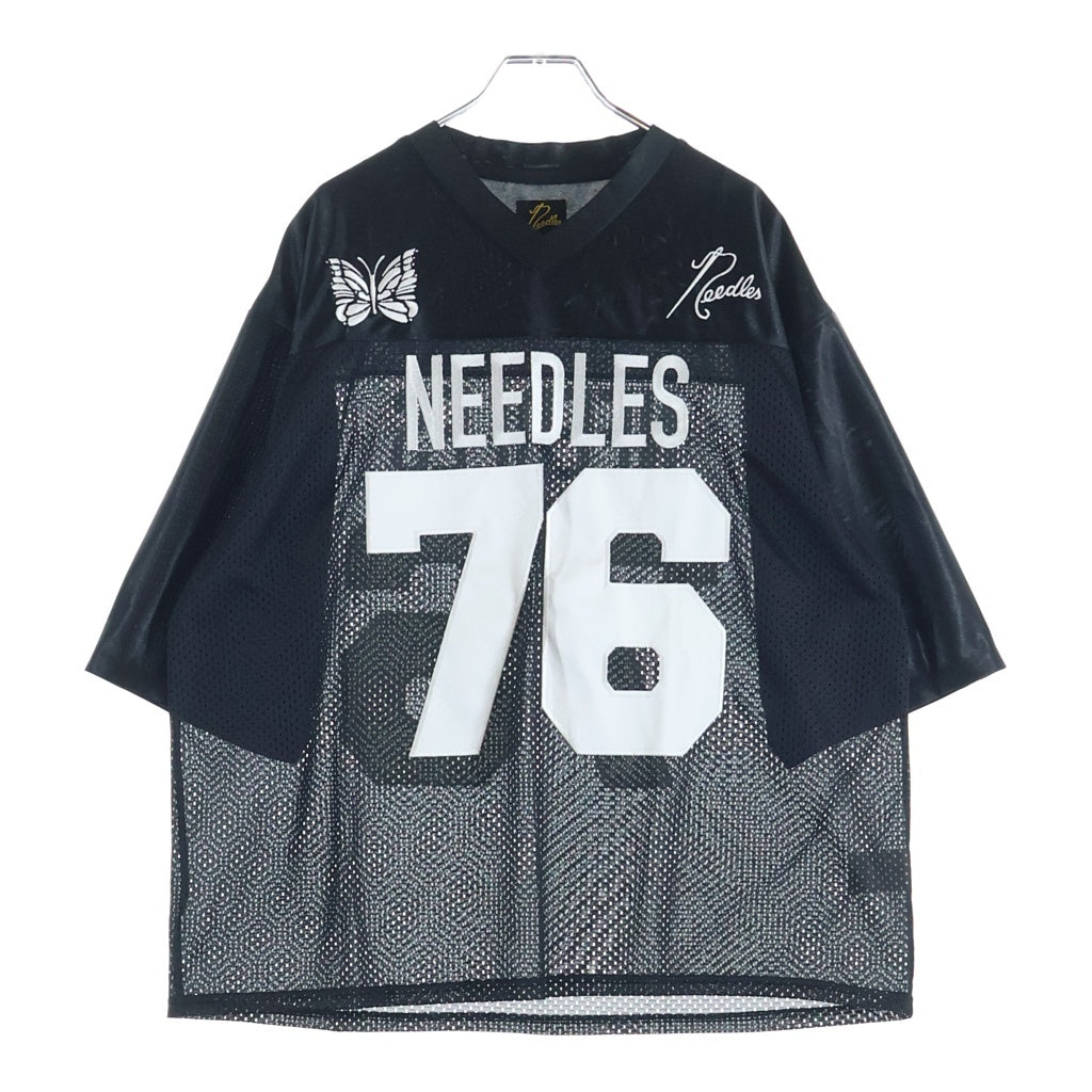 Needles(ニードルス) ×25SS BEAMS Football Tee メッシュTシャツ 半袖Tシャツ カットソー ブラック