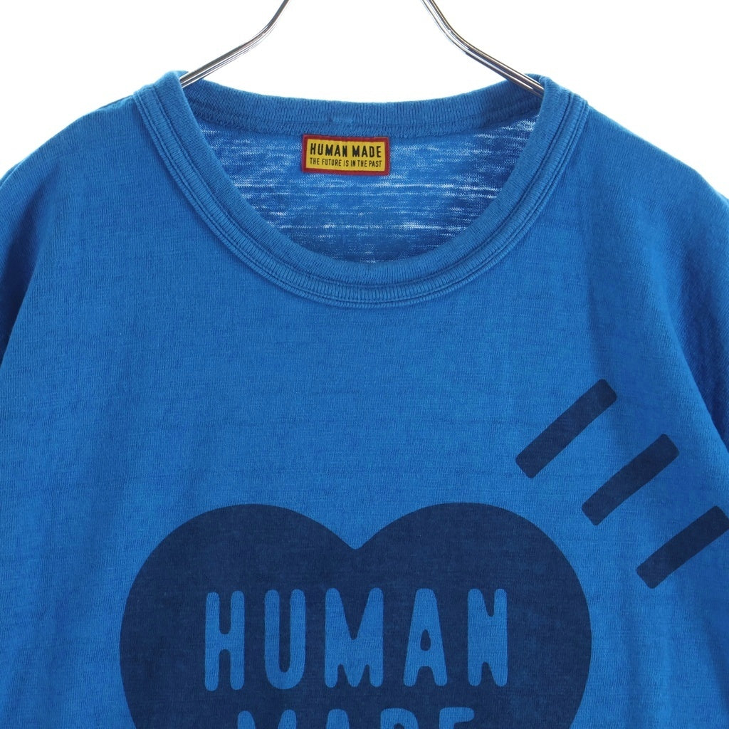 HUMAN MADE(ヒューマンメイド) ハートロゴプリント 半袖Tシャツ カットソー クルーネック ブルー