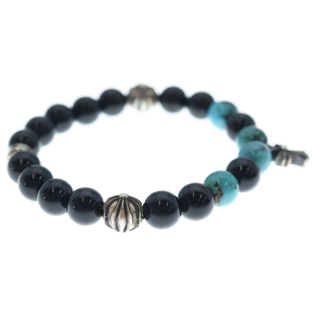 CHROME HEARTS(クロムハーツ) 8mm BEAD CH CRS 8mmビーズ スタックCHクロス ターコイズブレスレット シルバー/ブラック/ブルー