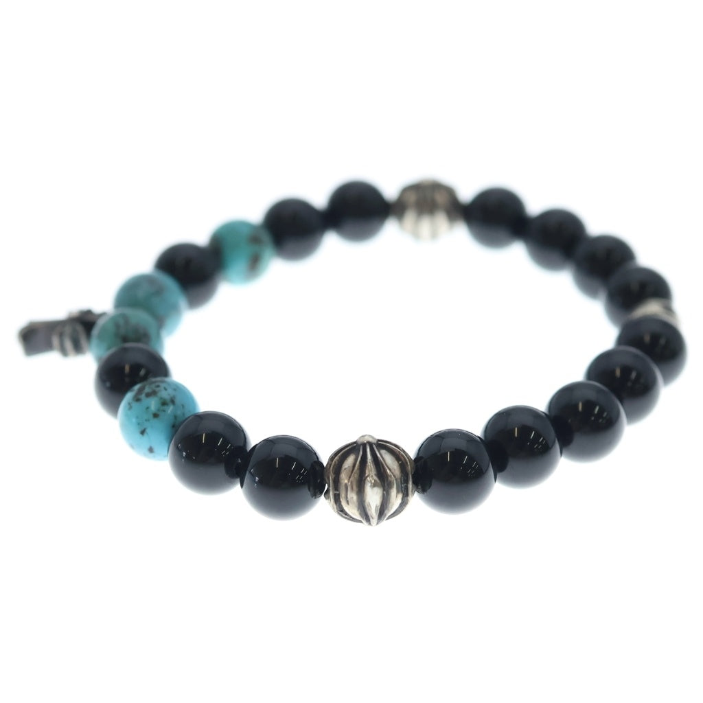 CHROME HEARTS(クロムハーツ) 8mm BEAD CH CRS 8mmビーズ スタックCHクロス ターコイズブレスレット シルバー/ブラック/ブルー