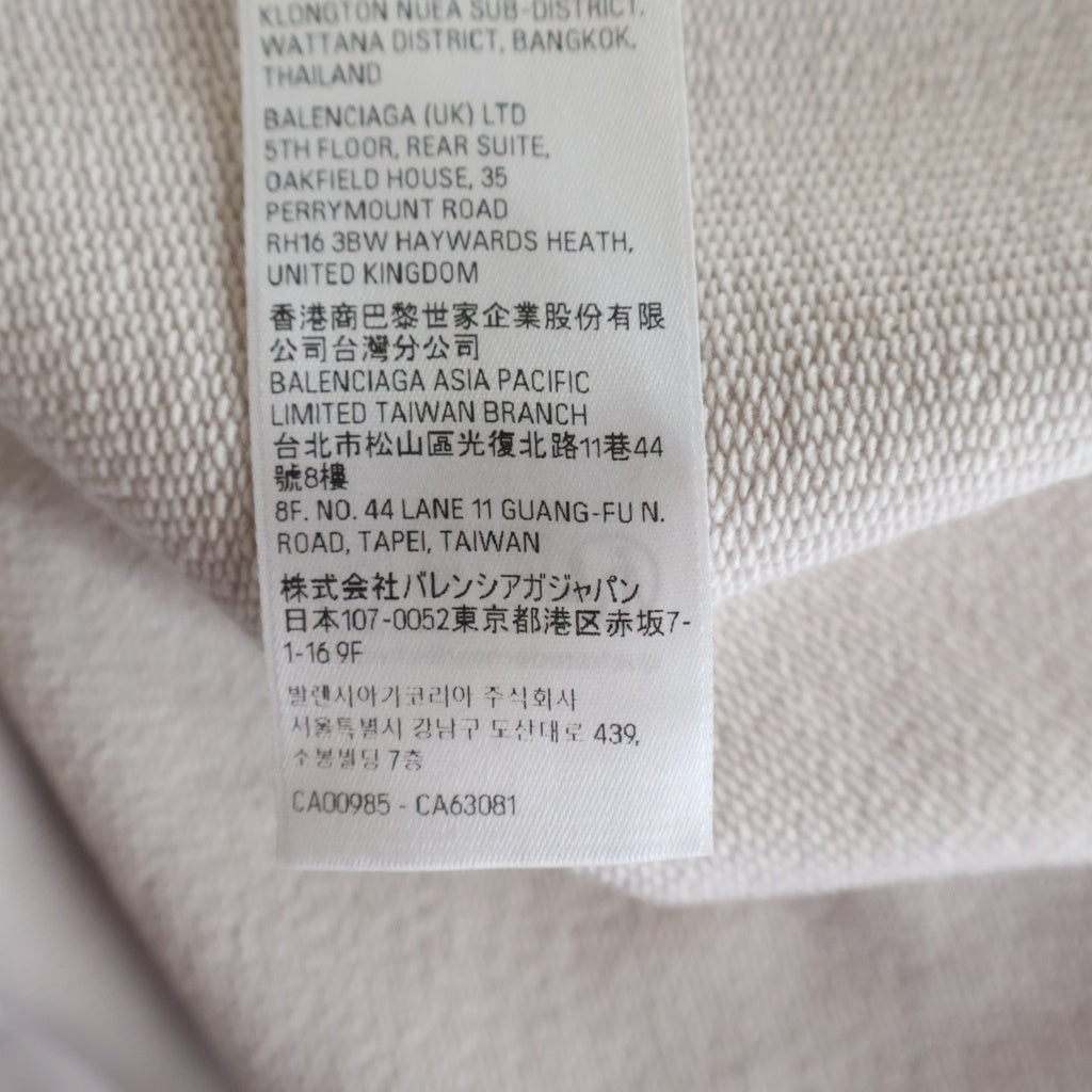 BALENCIAGA(バレンシアガ) Tape Logo Hoodie テープロゴ ダメージ加工 プルオーバースウェットパーカー フーディー アイボリー 739024 TQVQ9