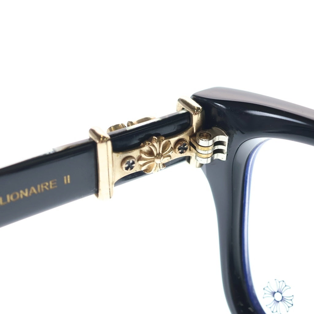 CHROME HEARTS(クロムハーツ) VAGILLIONAIRE 2 ダガーテンプル ウェリントンアイウェア 眼鏡 ブラック/ゴールド