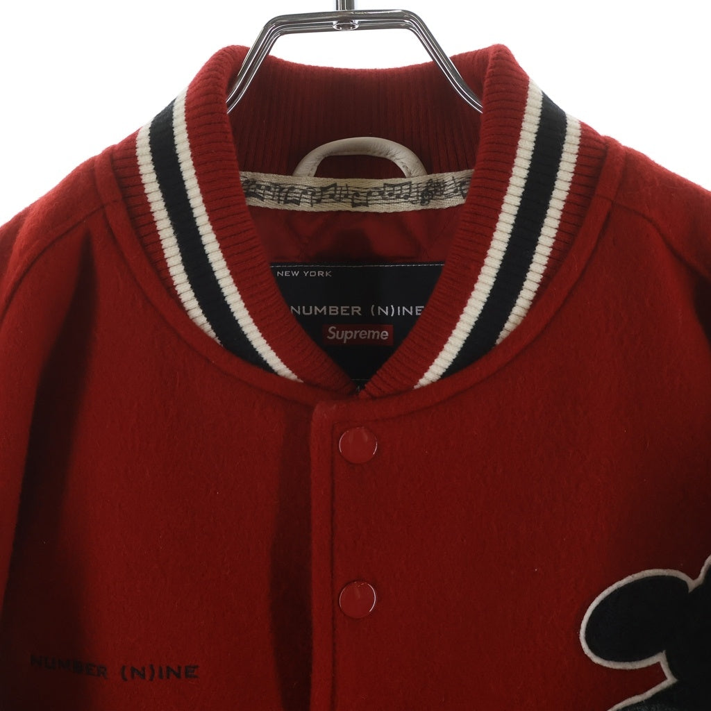 SUPREME(シュプリーム) 25AW ×Number (N)ine x Mickey Mouse Varsity Jacket ナンバーナイン ミッキーマウス ヴァーシティジャケット スタジャン レッド