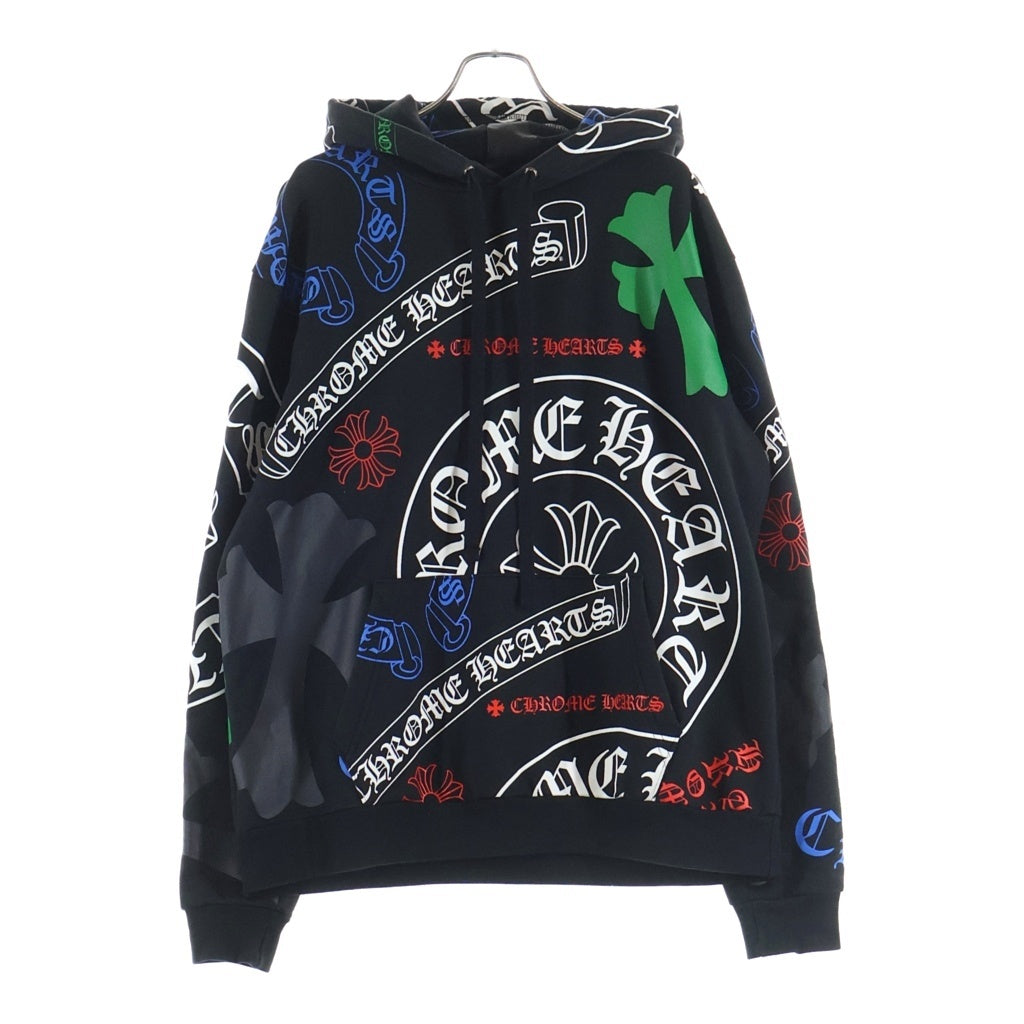 CHROME HEARTS(クロムハーツ) STENCIL HOODIE ステンシル 総柄 プルオーバースウェットパーカー フーディー ブラック