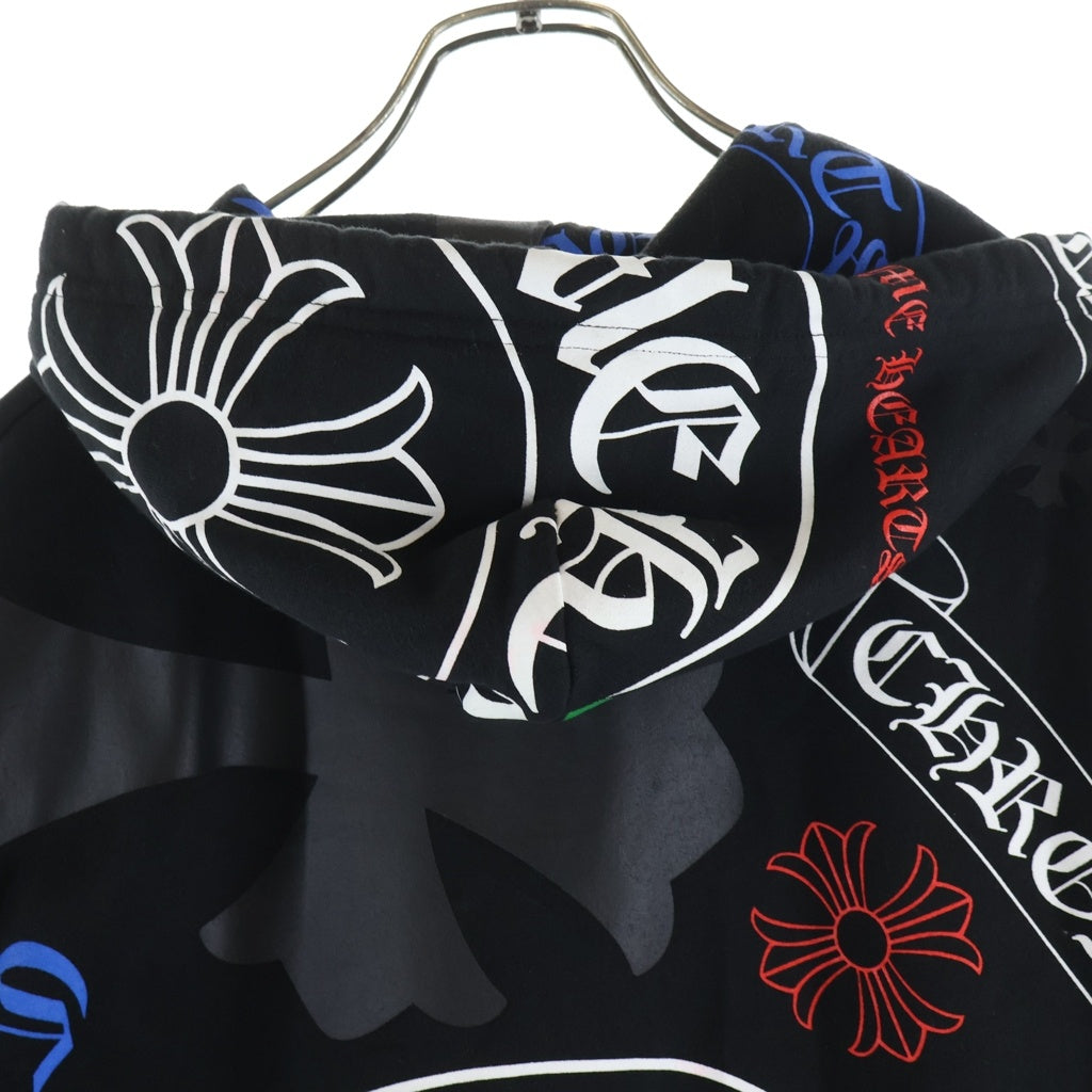 CHROME HEARTS(クロムハーツ) STENCIL HOODIE ステンシル 総柄 プルオーバースウェットパーカー フーディー ブラック