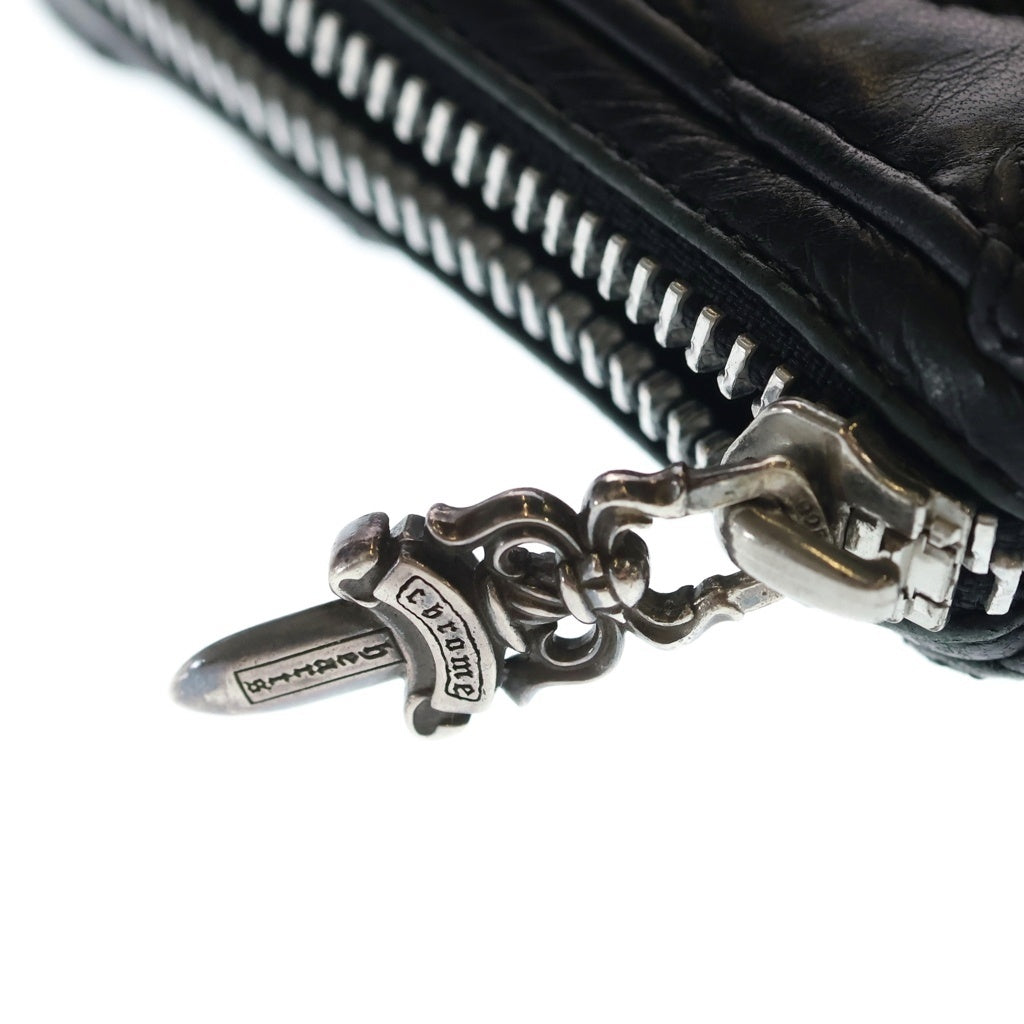 CHROME HEARTS(クロムハーツ) REC F ZIP QUILTED W CH CRS SML セメタリークロス キルティングレザー スモールCHクロス ロングウォレット 長財布 ブラック