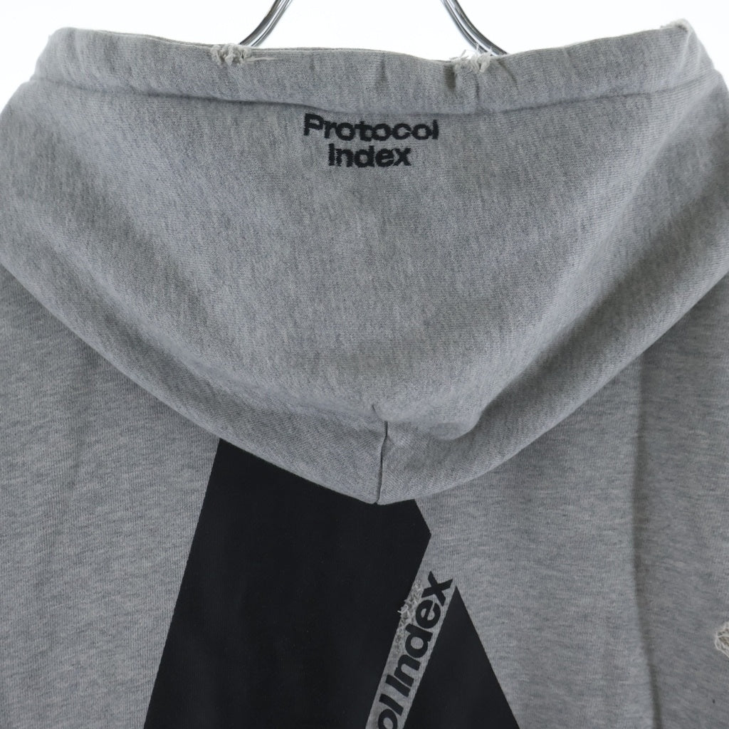 NO BRAND(ノーブランド) PROTOCOL INDEX プロトコル インデックス Reconstructed Sweatshirts Zip Hoodie protoword インデックス リコンストラクテッド スウェットシャツ ジップ グレー