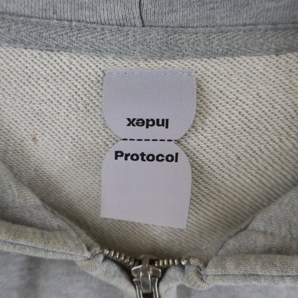 NO BRAND(ノーブランド) PROTOCOL INDEX プロトコル インデックス Reconstructed Sweatshirts Zip Hoodie protoword インデックス リコンストラクテッド スウェットシャツ ジップ グレー