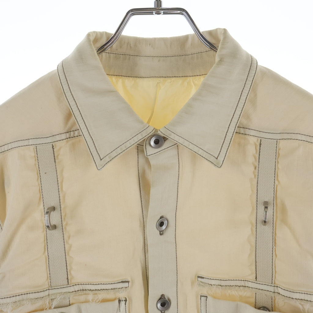 Rick Owens DRKSHDW(リックオウエンス ダークシャドウ) 22SS Cropped Outershirt クロップド アウターシャツ ジャケット アイボリー レディース DS01B7701-SDW