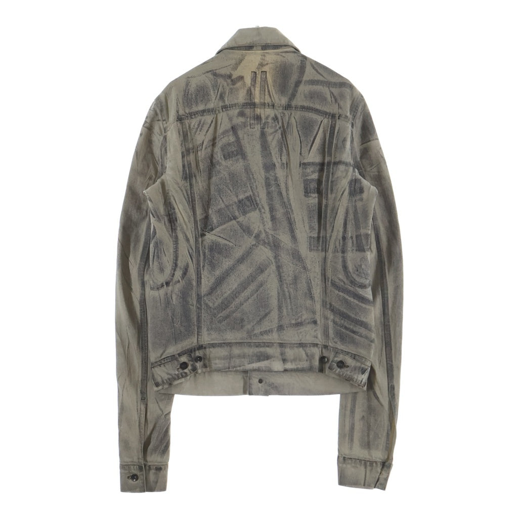 Rick Owens DRKSHDW(リックオウエンス ダークシャドウ) ゼブラ柄 マルチポケットデザイン クロップド デニムジャケット アイボリー DU4752