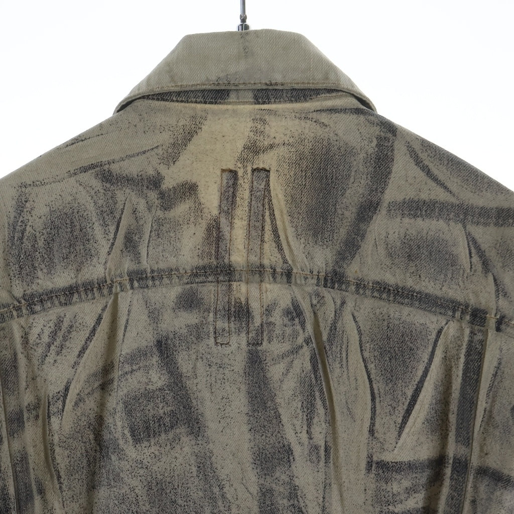Rick Owens DRKSHDW(リックオウエンス ダークシャドウ) ゼブラ柄 マルチポケットデザイン クロップド デニムジャケット アイボリー DU4752