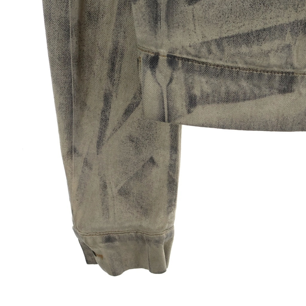 Rick Owens DRKSHDW(リックオウエンス ダークシャドウ) ゼブラ柄 マルチポケットデザイン クロップド デニムジャケット アイボリー DU4752