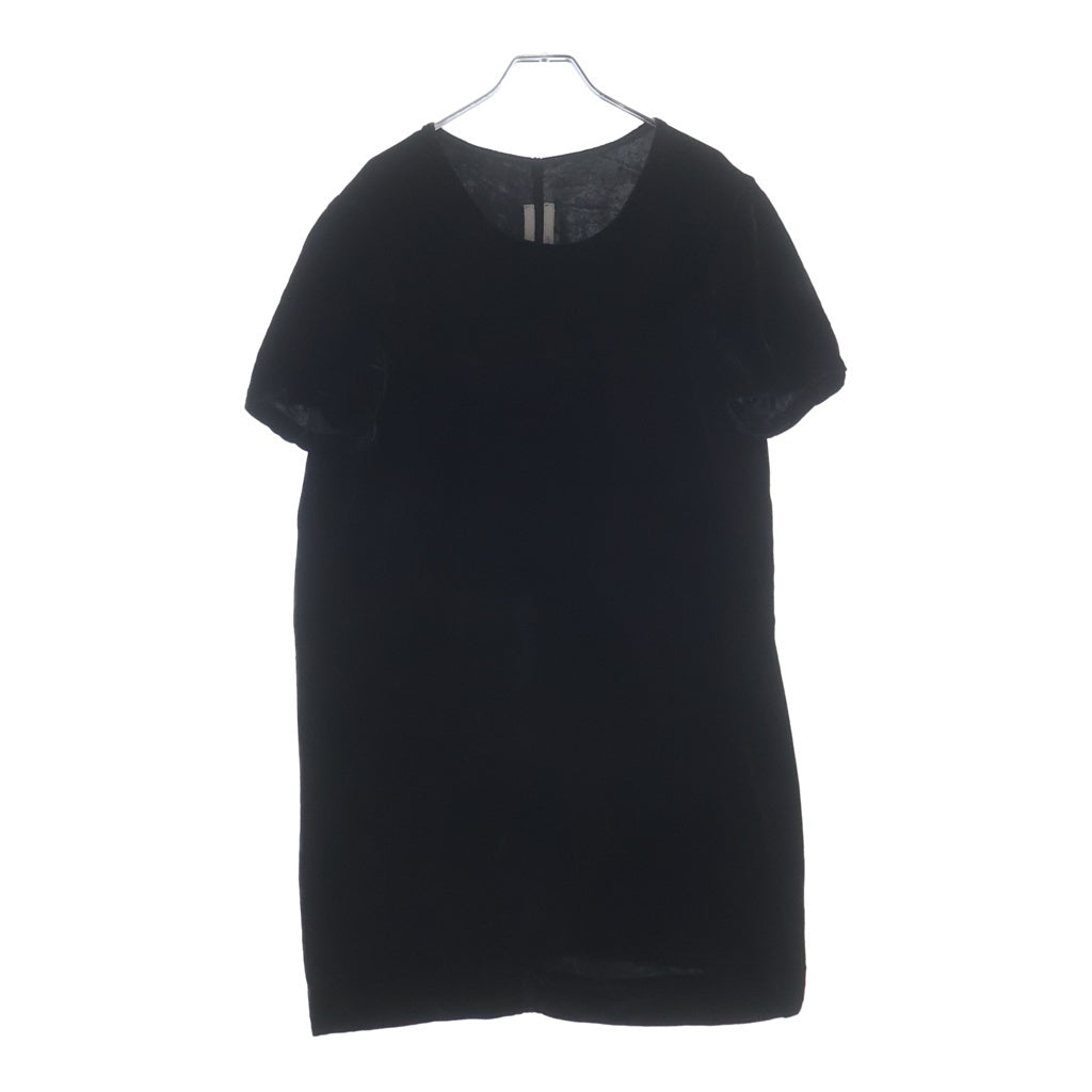 Rick Owens DRKSHDW(リックオウエンス ダークシャドウ) 16AW ベロア クルーネック 半袖Tシャツ カットソー ブラック RR16F6208-V