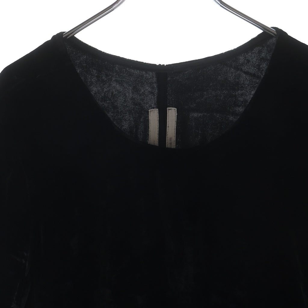 Rick Owens DRKSHDW(リックオウエンス ダークシャドウ) 16AW ベロア クルーネック 半袖Tシャツ カットソー ブラック RR16F6208-V