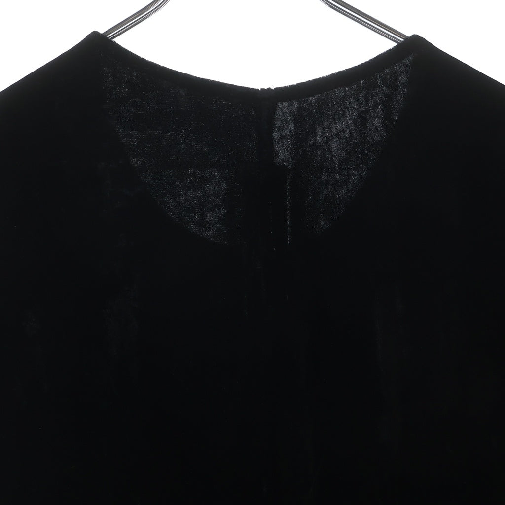 Rick Owens DRKSHDW(リックオウエンス ダークシャドウ) 16AW ベロア クルーネック 半袖Tシャツ カットソー ブラック RR16F6208-V