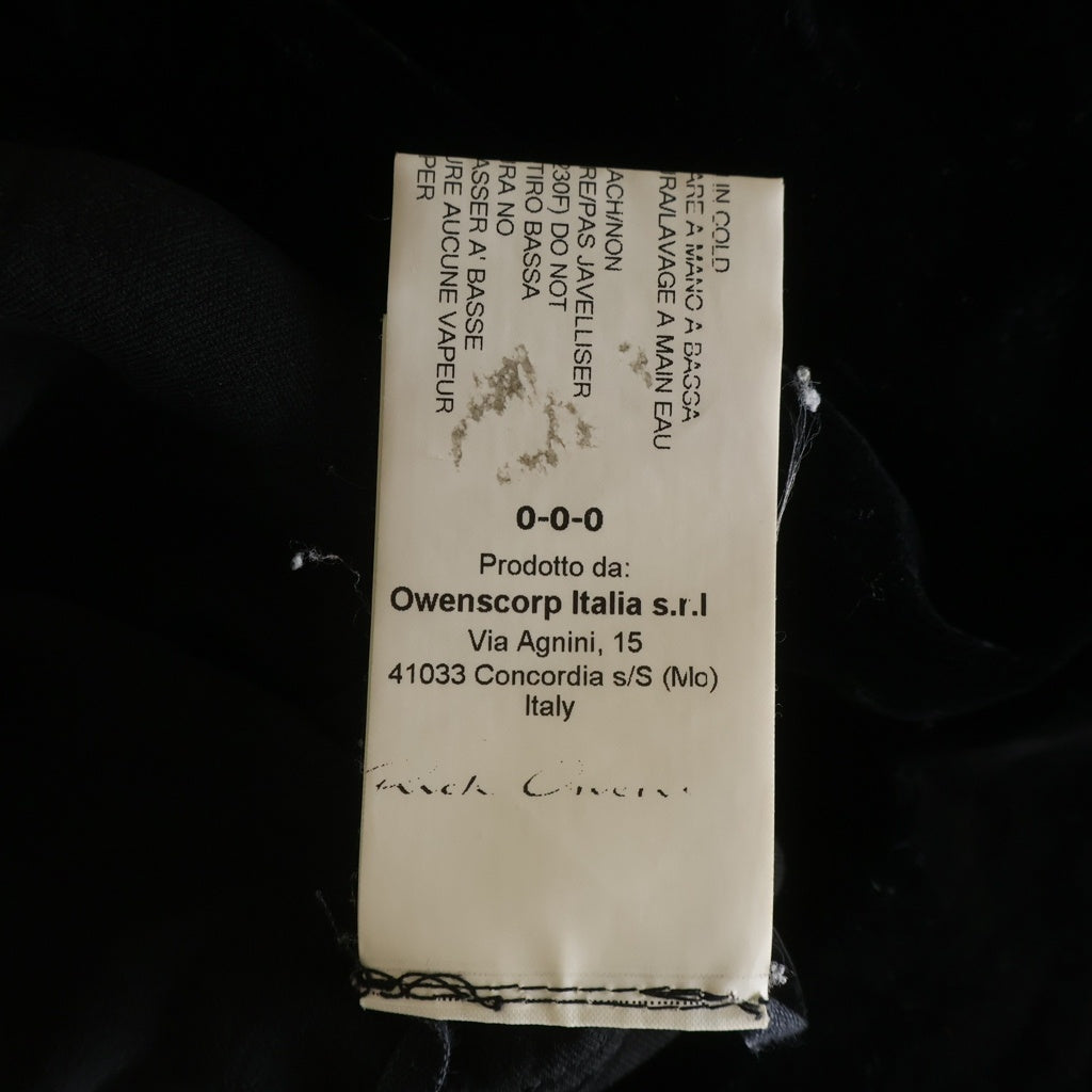Rick Owens DRKSHDW(リックオウエンス ダークシャドウ) 16AW ベロア クルーネック 半袖Tシャツ カットソー ブラック RR16F6208-V