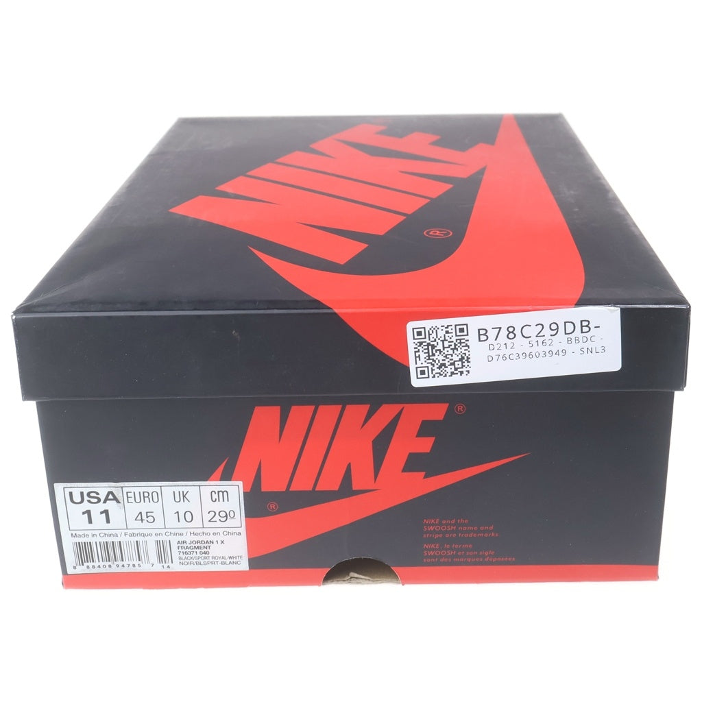 NIKE(ナイキ) ×Fragment design AIR JORDAN 1 RETRO HIGH OG フラグメントデザイン エアジョーダン 1 ハイカットスニーカー US11/29.0cm 716371-040 箱