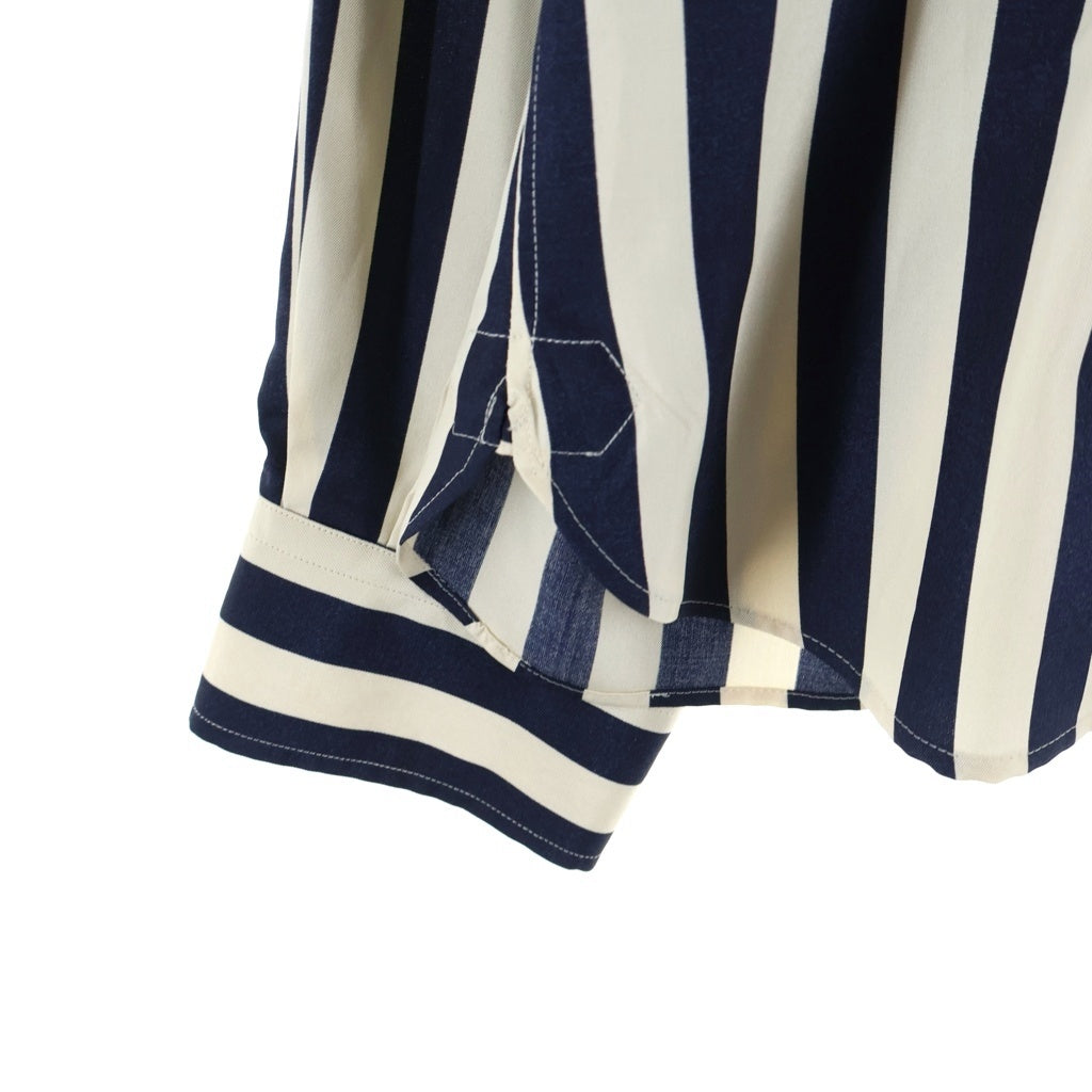 GUCCI(グッチ) Silk Shirt バンドカラー ストライプシルクシャツ ホワイト/ネイビー 375189 Z609A