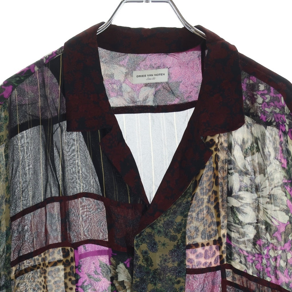 DRIES VAN NOTEN(ドリスヴァンノッテン) 23SS パッチワーク 半袖開襟シャツ オープンカラーシャツ マルチ