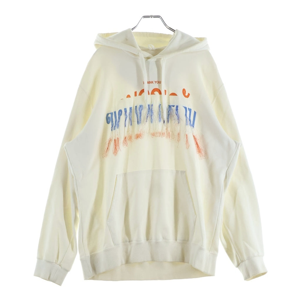 doublet(ダブレット) 20AW THANK YOU FRINGE EMBROIDERY HOODIE 20AW35CS165 フリンジデザイン プルオーバーフーディーパーカー ホワイト