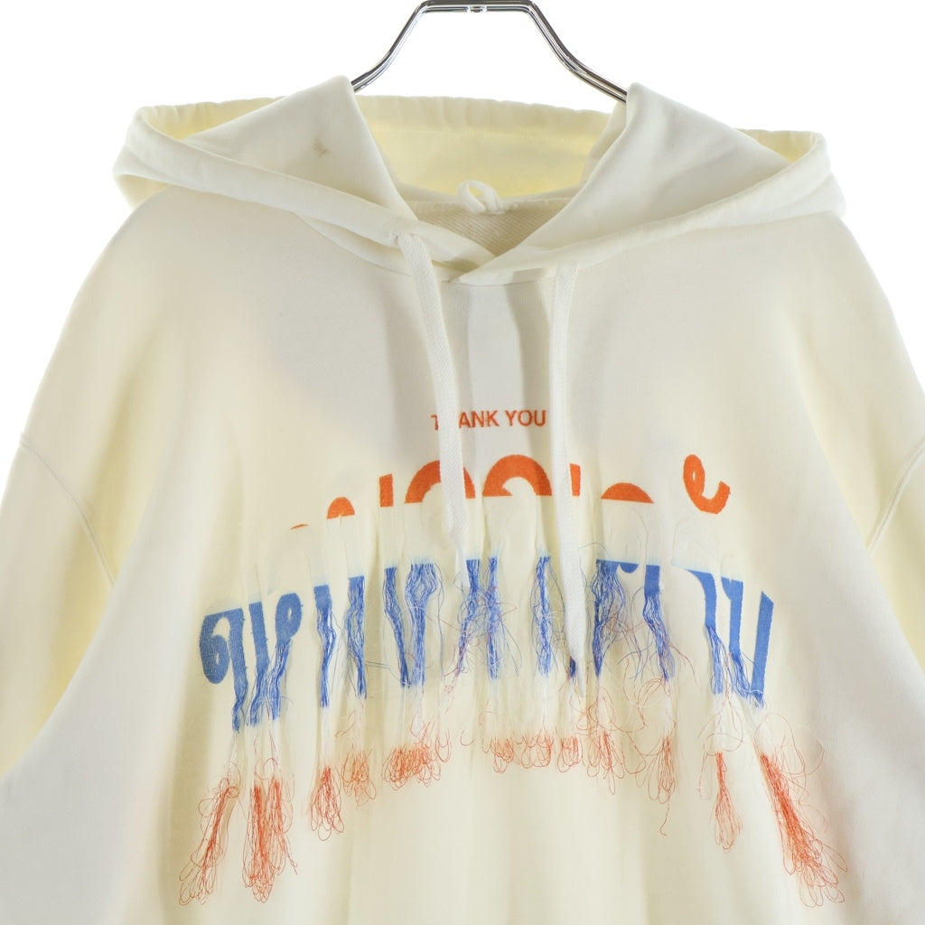 doublet(ダブレット) 20AW THANK YOU FRINGE EMBROIDERY HOODIE 20AW35CS165 フリンジデザイン プルオーバーフーディーパーカー ホワイト
