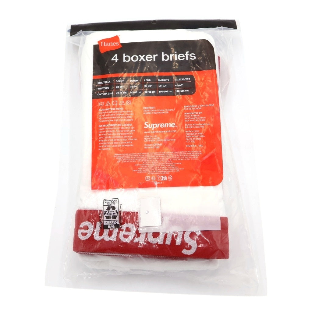 SUPREME(シュプリーム) Hanes Boxer Briefs (4 Pack)White ヘインズ ボクサーブリーフ パンツ アンダーウェア 4点セット ホワイト(M・White)