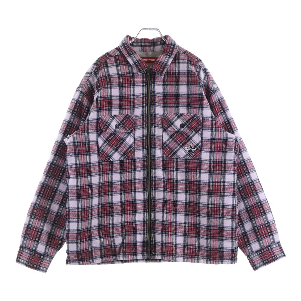 SUPREME(シュプリーム) 25AW Thermal Lined Zip Up Flannel Shirt サーマル ジップアップフランネルシャツ 長袖シャツ ピンク