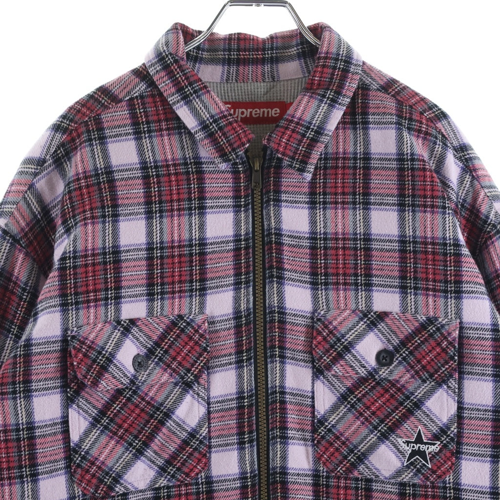 SUPREME(シュプリーム) 25AW Thermal Lined Zip Up Flannel Shirt サーマル ジップアップフランネルシャツ 長袖シャツ ピンク